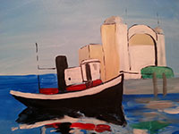 painting of tug boat