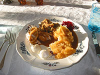 turkey dinner on a fancy plate