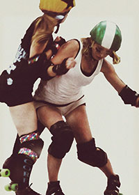 poster of roller  derby women scuffling
