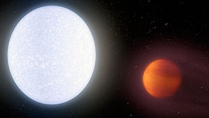 artistic representation of a planet and a star