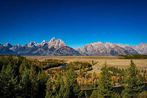Snake River in foreground, Tetons in the background