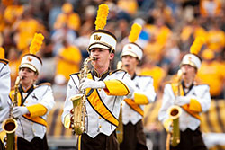 Western Thunder Marching Band members playing instruments