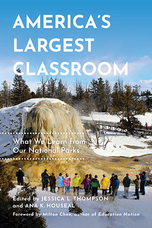 book cover with a photo of people outdoors in winter