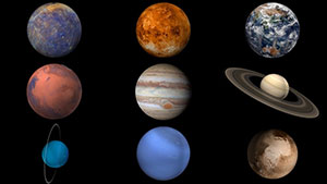 photos of the planets and Pluto in a poster format