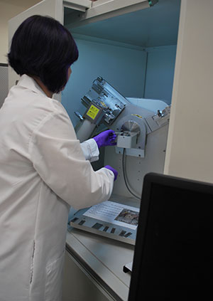 woman working with lab equipment