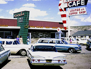 diner with classic cars in front of it