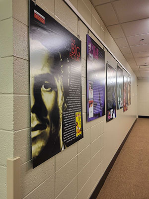 movie posters lining a wall