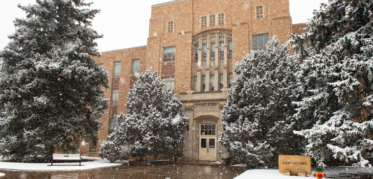 exterior of the college of agriculture in the winter