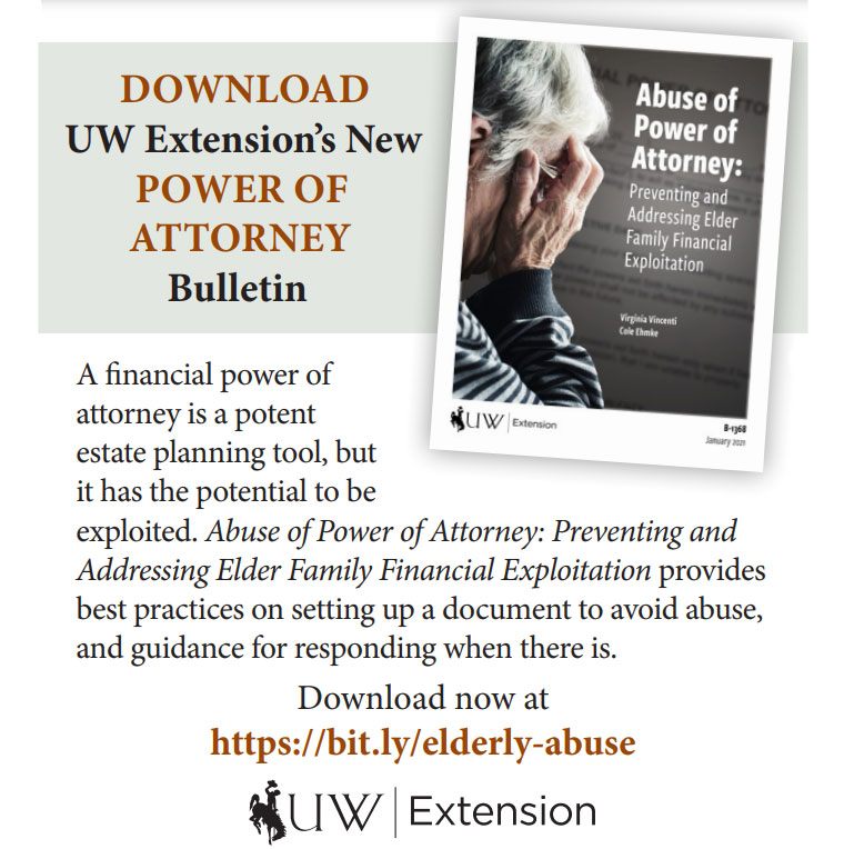 Print advertisement for UW Extension's New Powerof Attorney Bulletin