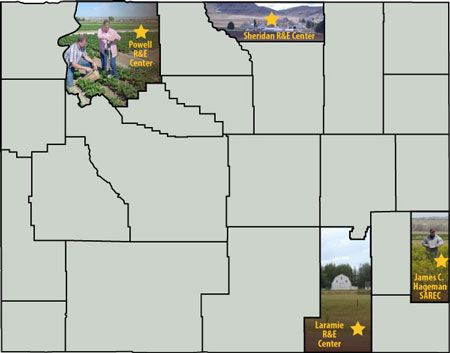 Wyoming Map of R&E Center Locations