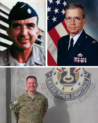 three photos of men in the military