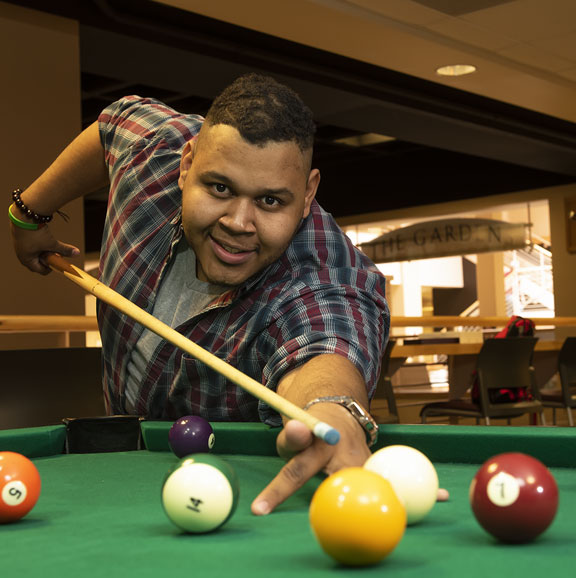 person playing pool