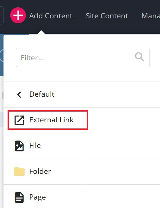 select external link in UW CMS