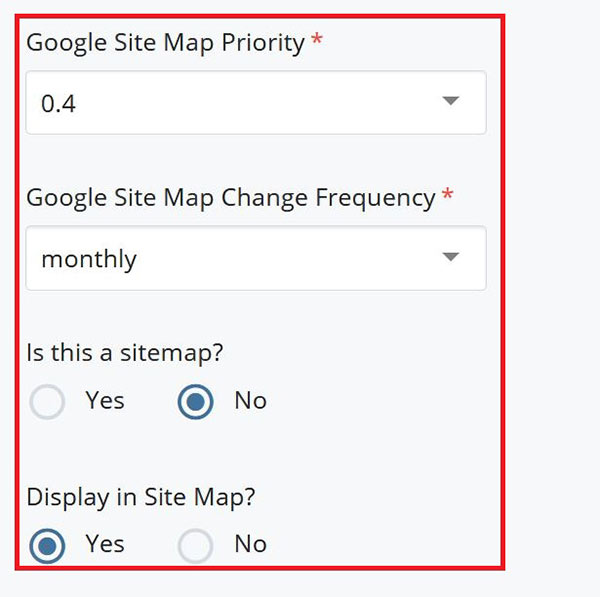 Showing section of custom metadata for google sitemap