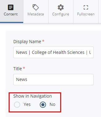 edit the page and select the No option for Show in Navigation