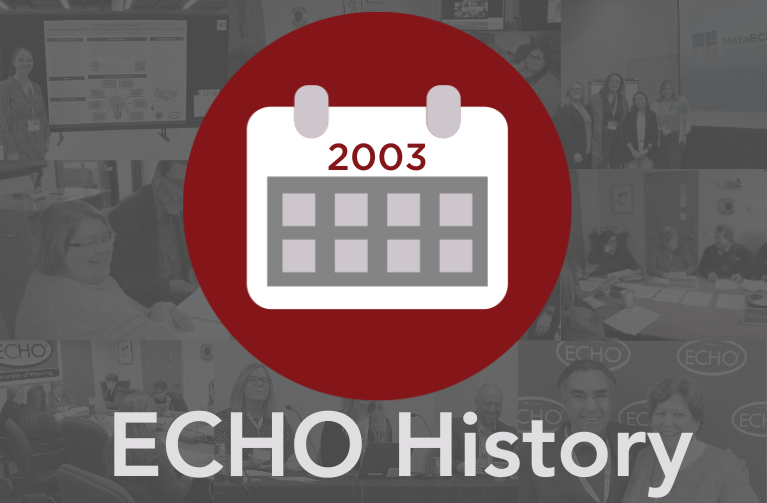 Collage of ECHO photos. Text states "ECHO history"
