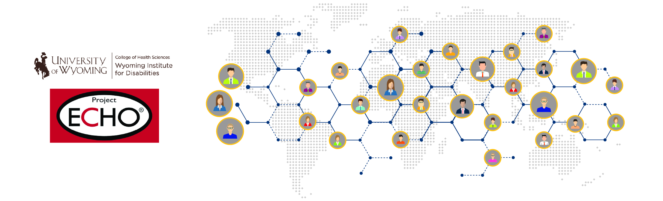 ECHO logo with network connections over world map