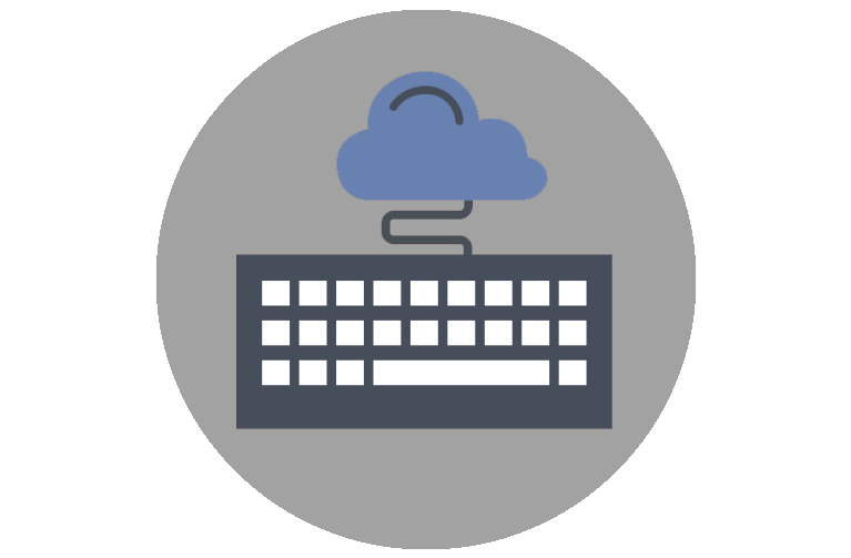 Graphic of a Keyboard leading up to a cloud