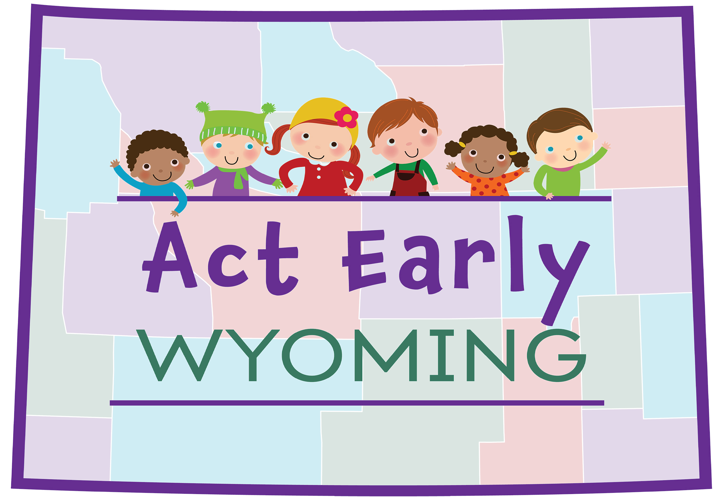 Act Early Wyoming logo with cartoon children