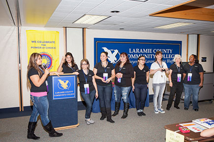 participants in front of LCCC banner