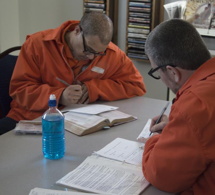 Incarcerated students studying