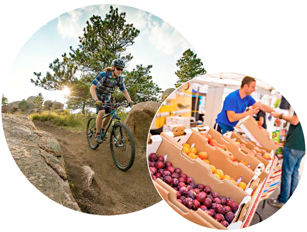 Mountain biker at Curt Gowdy and farmers market in Laramie