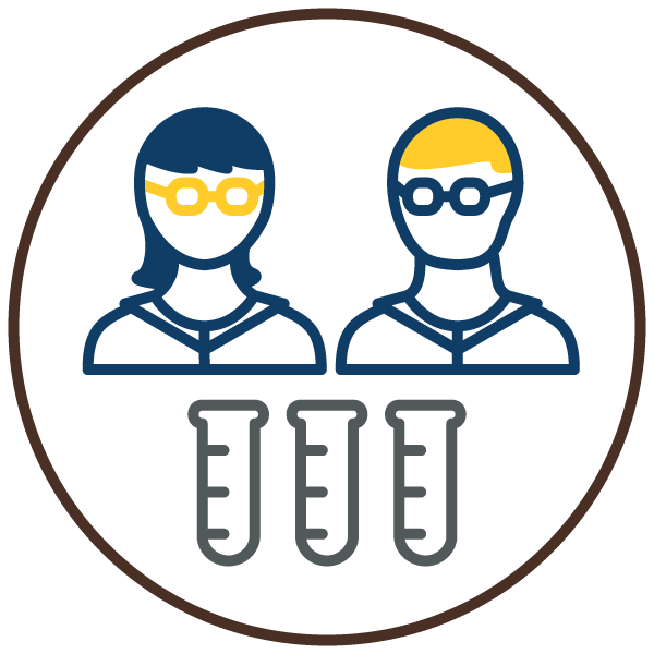 two scientists collaborating icon