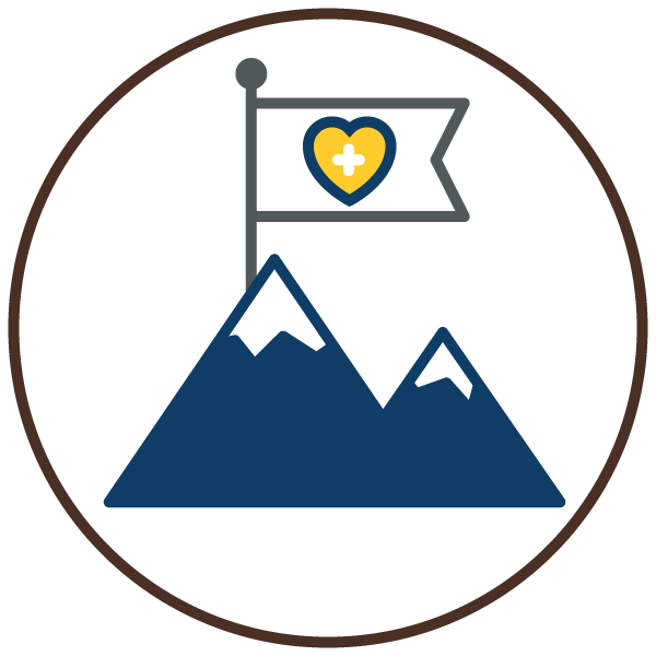 health flag on top of mountains icon