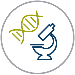 icon of a microscope and DNA thread