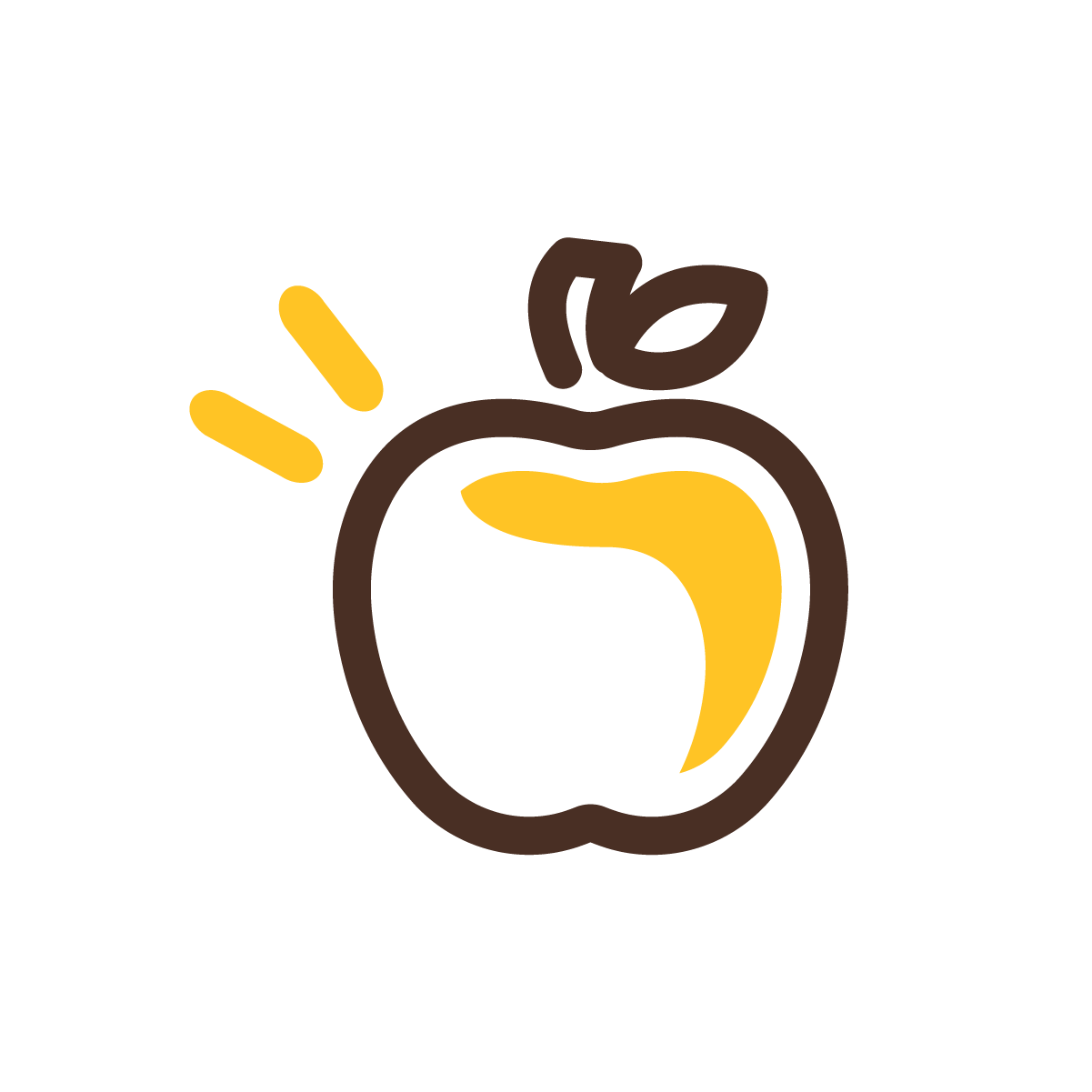 A brown and gold apple graphic