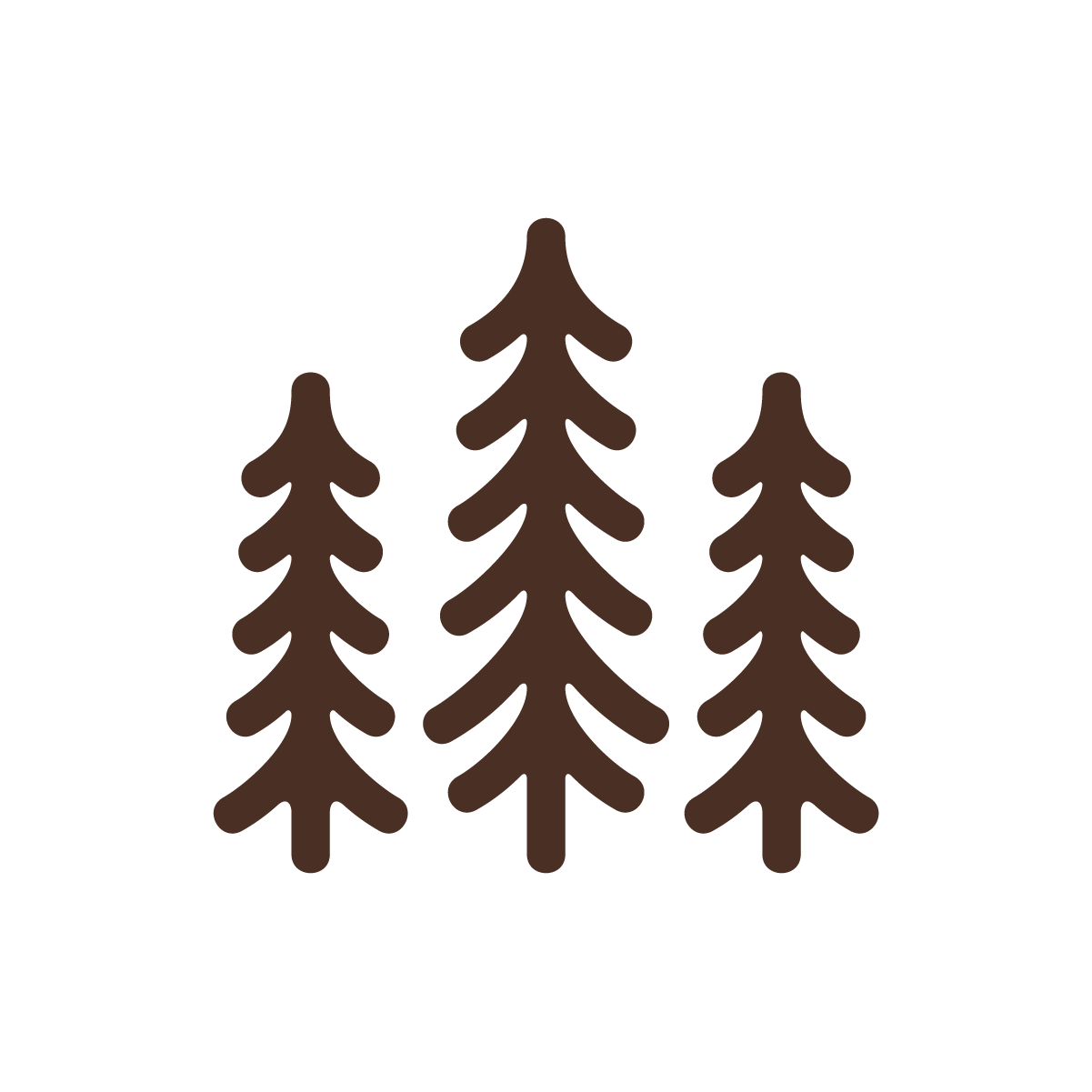 Graphic of three brown trees