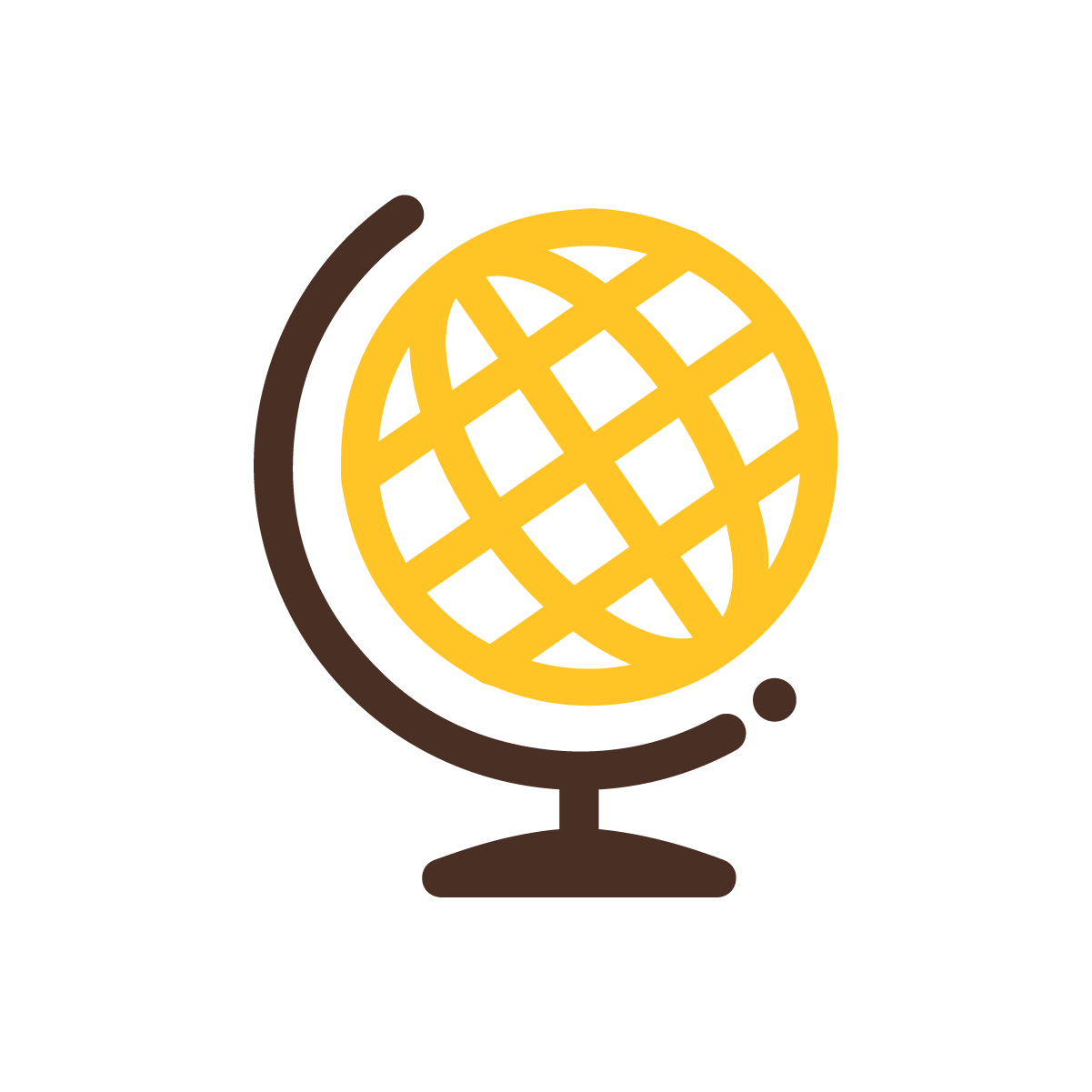 Brown and gold globe graphic