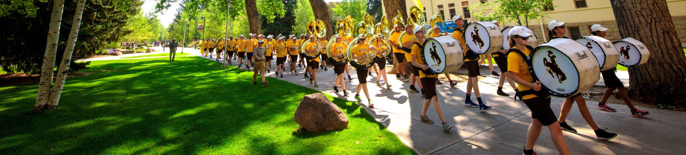 The UW student marching band plays on campus