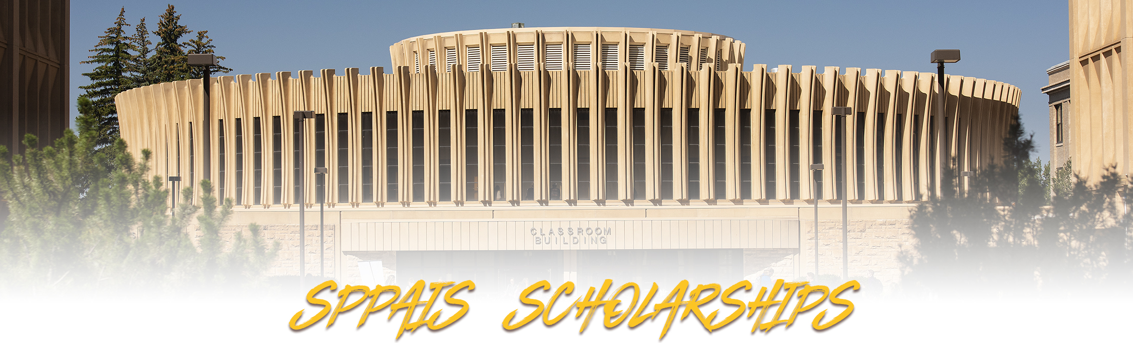 the UW classroom building with "SPPAIS Scholarships" printed on the image