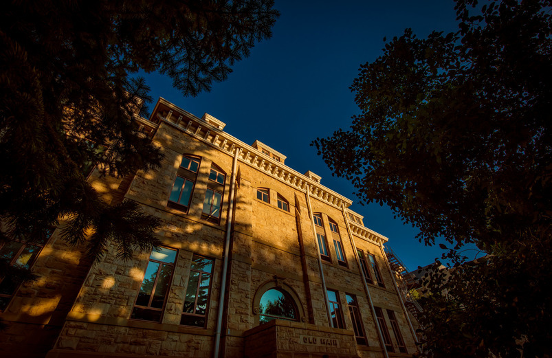 Old Main exterior at sunrise