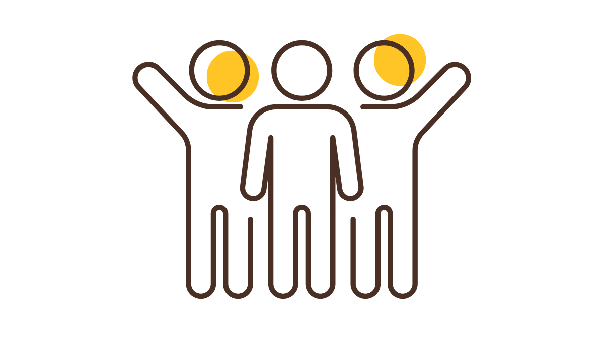 An icon of three people waving