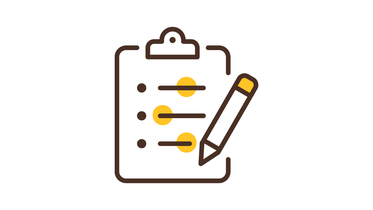 An icon of a clipboard and pencil