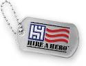 hire a hero logo - red, white and blue dogtag