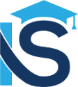 international student logo - light and dark blue