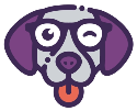 k12 job spot logo - purple dog winking