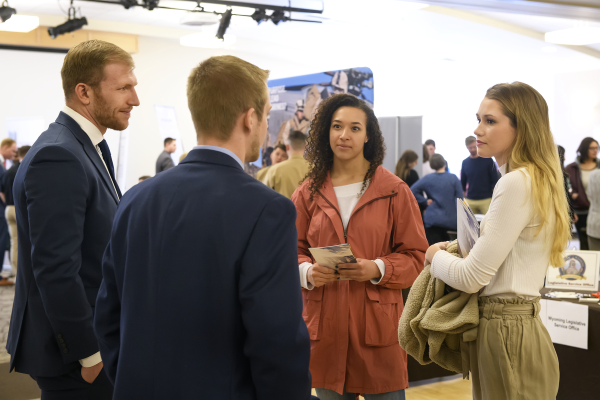 Students and employers speaking at the 2019 Big Job Fair