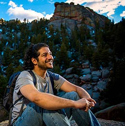 Student hiking in Vedauwoo.