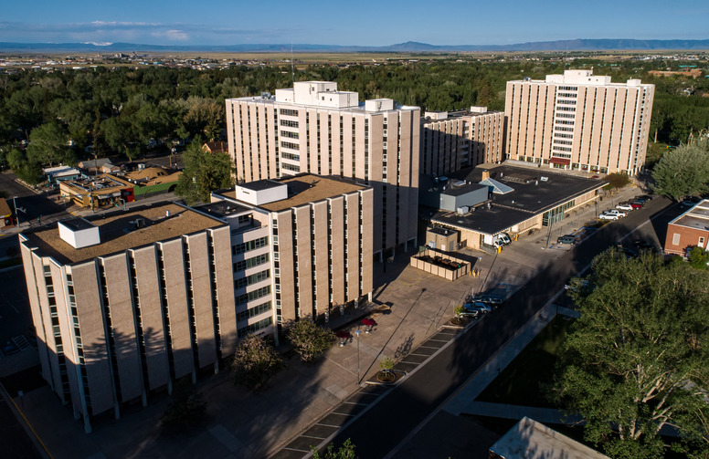 Arial view of the residence halls 