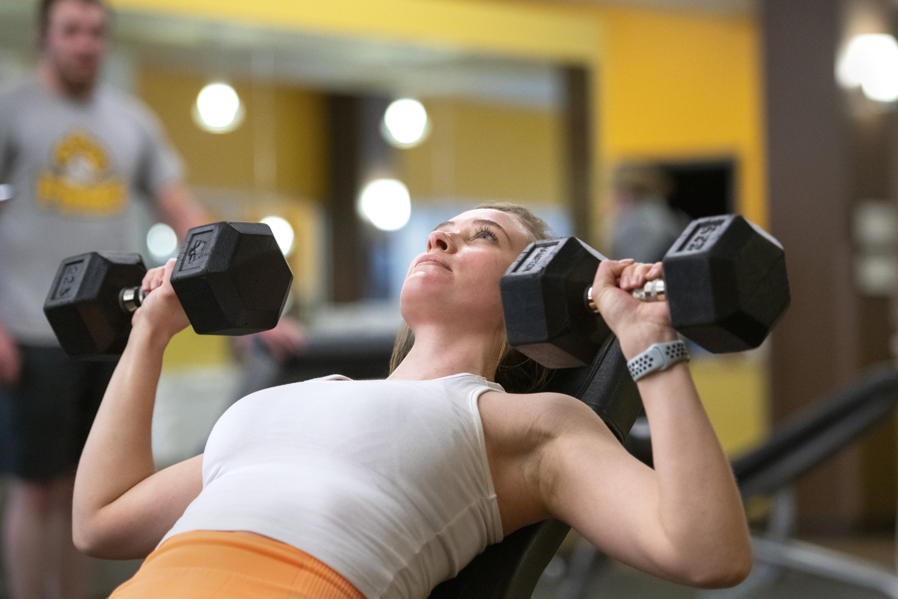 Student working out at Half Acre Gym