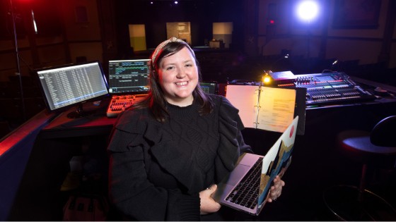 Theatre and Dance student backstage in control room