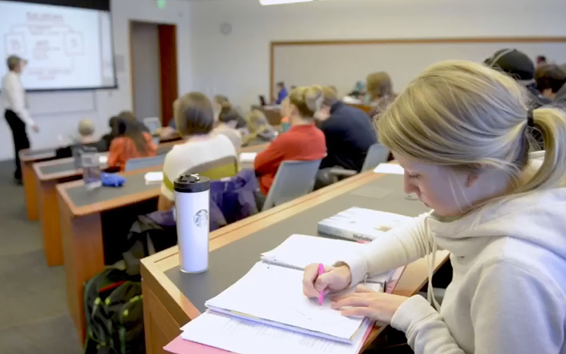 Student in class