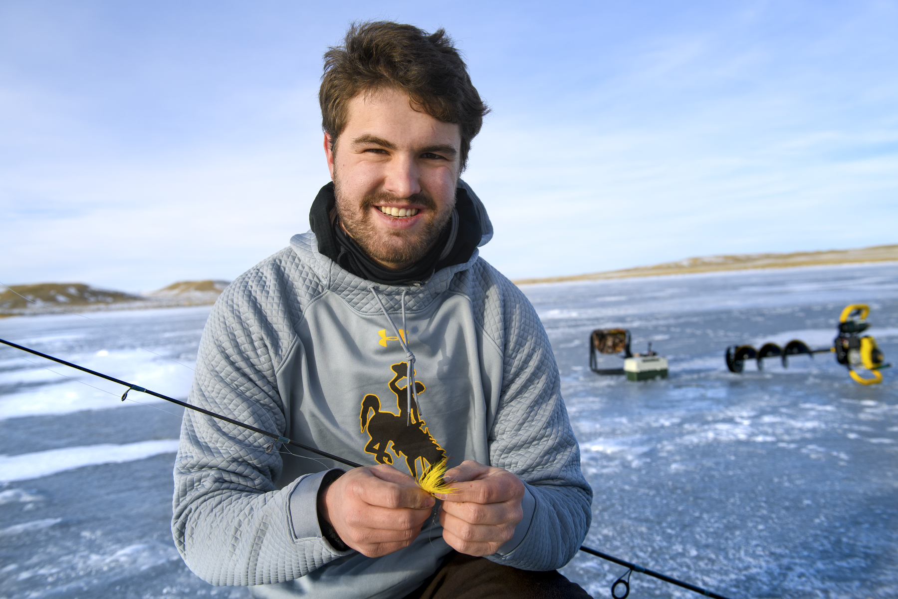 UW Student Ice fishing