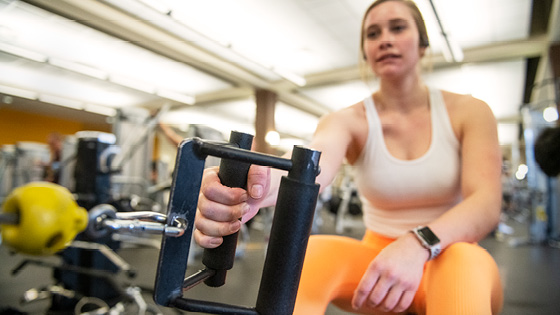 A Student working out in half acre