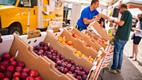 Close up photo of fresh produce being sold at Farmer's Market