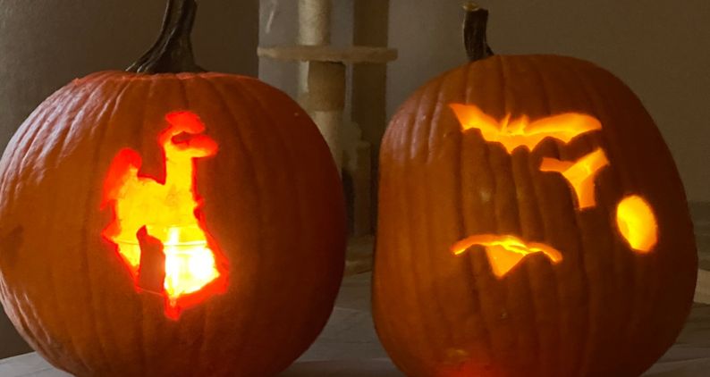 Person carving a pumpkin